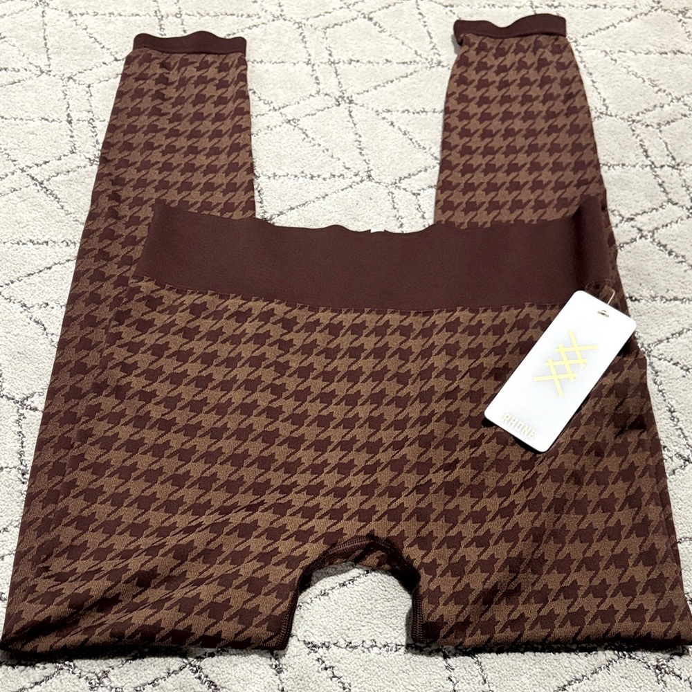 RHONE Chocolate Houndstooth Leggings washed, not worn